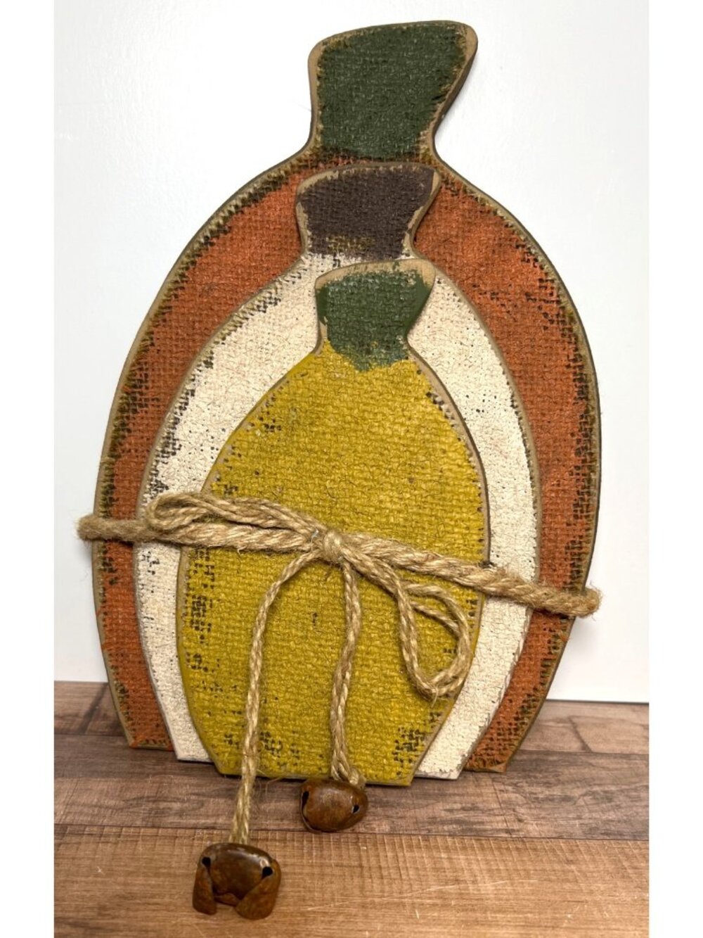 Rustic Wood & Burlap Pumpkin & Gourd Stacked Decor